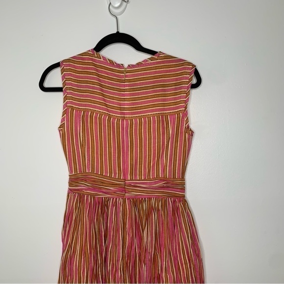 Tory Burch pink orange stripe linen silk sleeveless dress - Picture 9 of 11